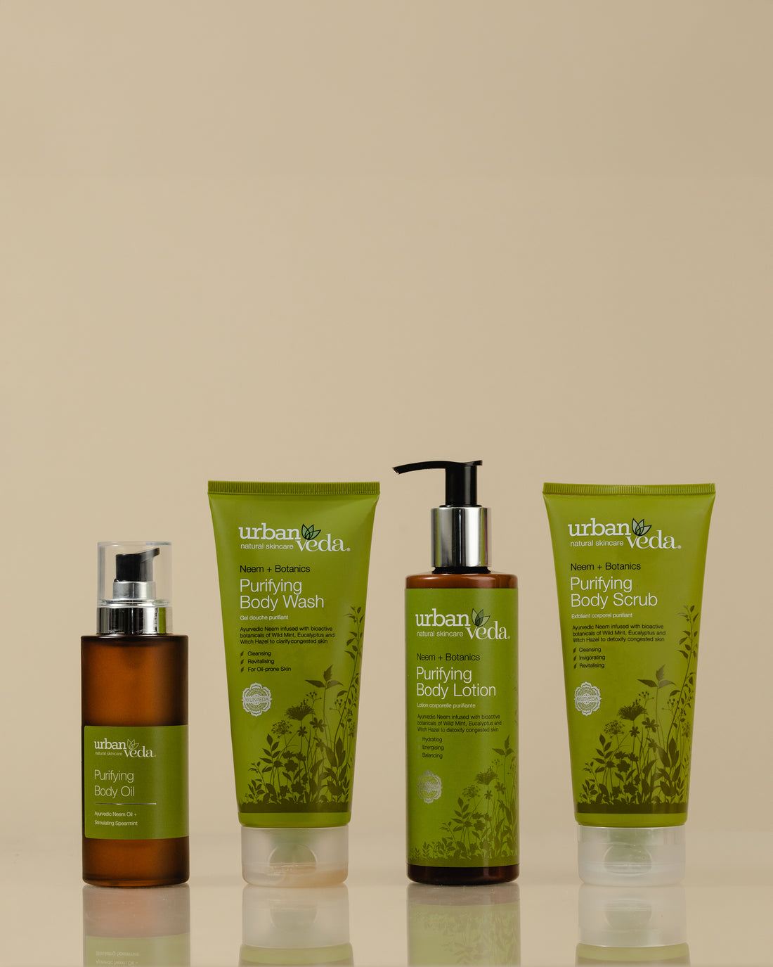 Purifying Ayurvedic Body Bundle - Body oil, body scrub, body wash, best body oil for glowing skin, best natural body wash, exfoliating body scrub, body wash for dry skin, best body wash for sensitive skin