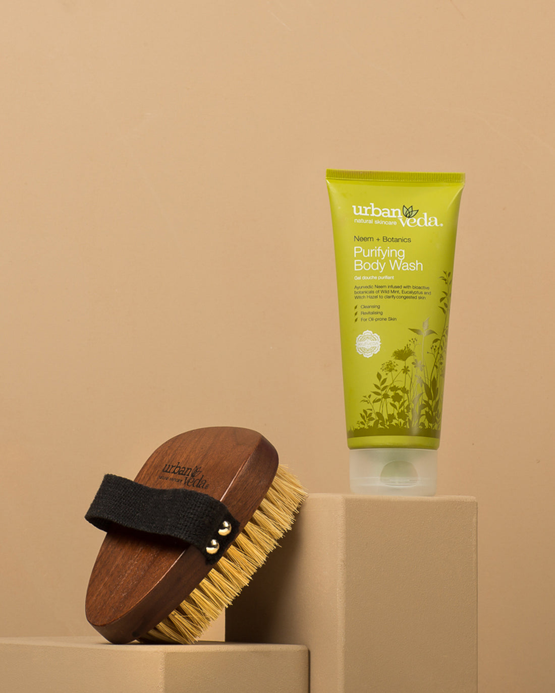 Purifying Massage Duo - Body oil, body brush, dry brush, shower brush, dry body brush, best dry brush, dry brushing skin, best body oil, body oil for dry skin, best body oil for dry skin