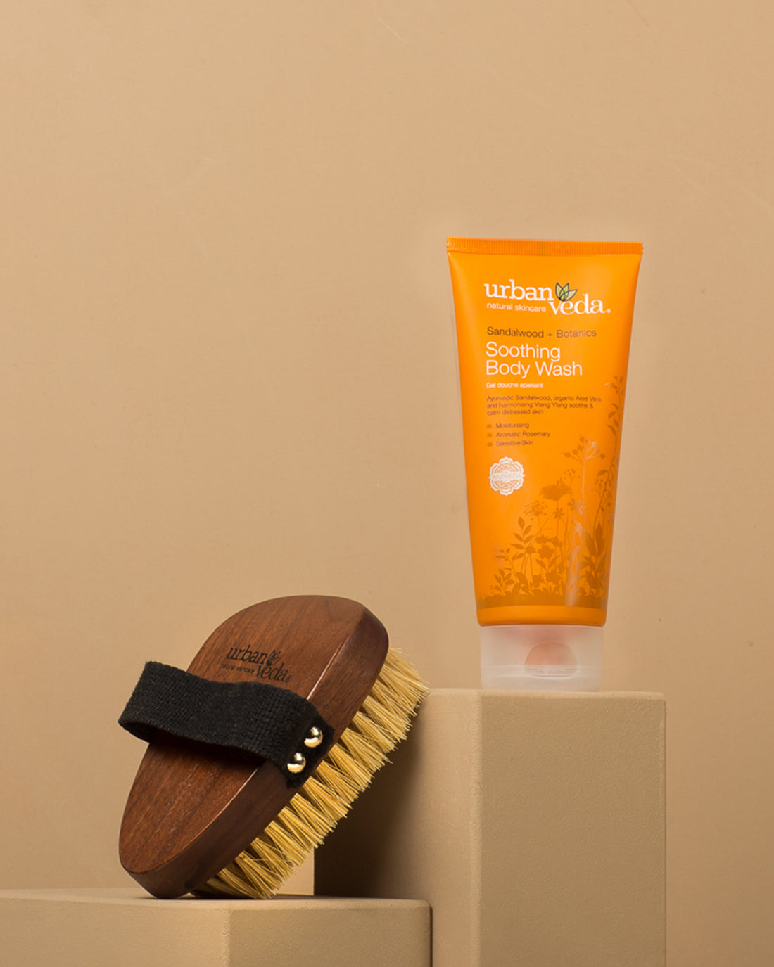 Soothing Massage Duo - Body oil, body brush, dry brush, shower brush, dry body brush, best dry brush, dry brushing skin, best body oil, body oil for dry skin, best body oil for dry skin