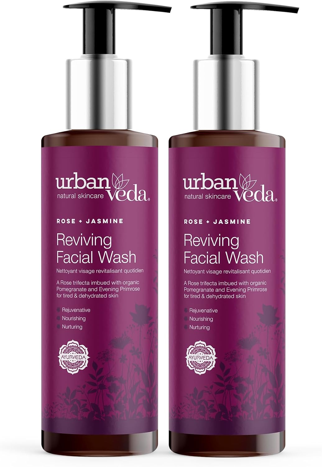 Urban Veda Reviving Facial Wash | Daily Gentle Facial Cleanser | 2 x 5.1 Fl oz