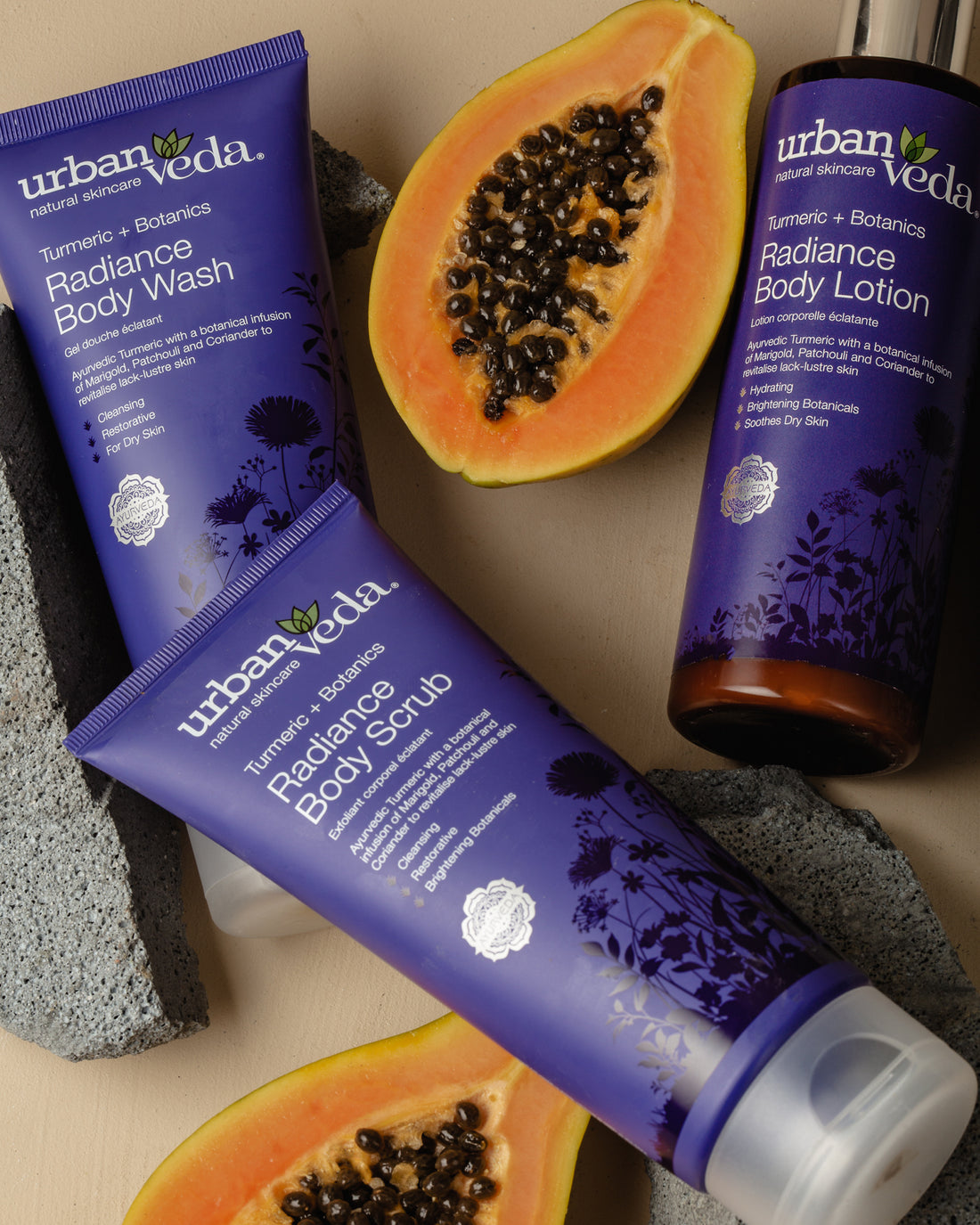Radiance Ayurvedic Body Trio - Body lotion, body scrub, body wash