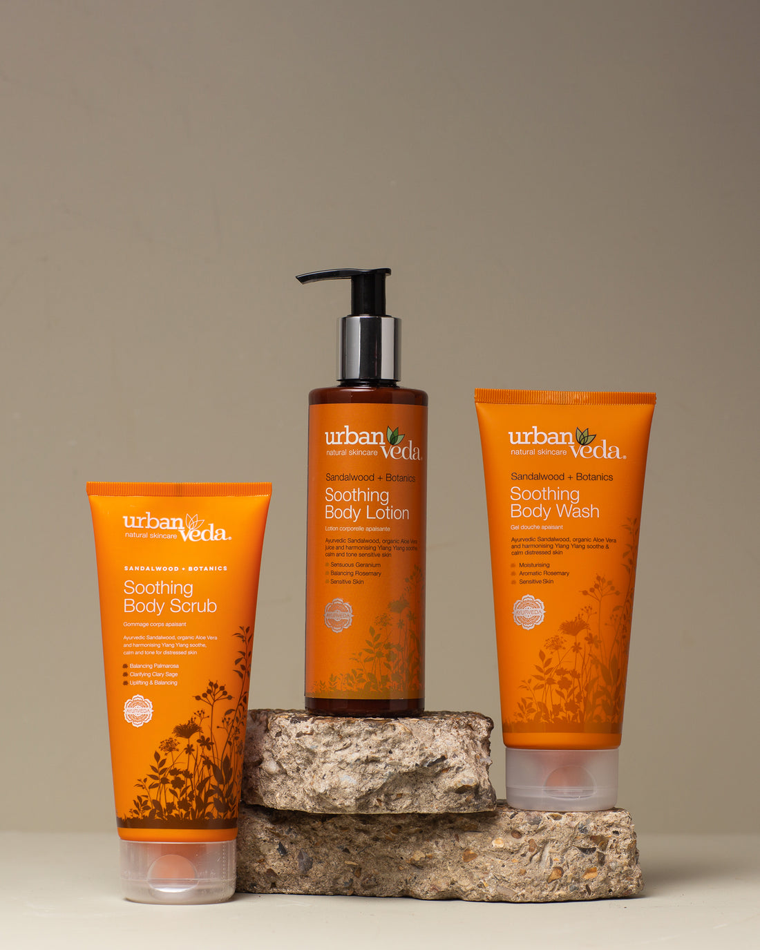 Soothing Ayurvedic Body Trio - Body lotion, body scrub, best lotion for dry skin, best body lotion, lotion for dry skin, best body scrub